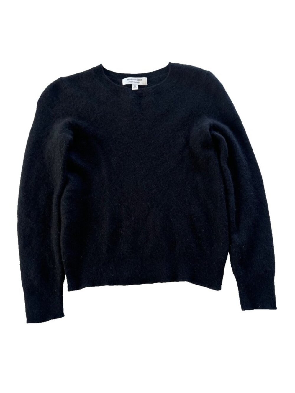 Nordstrom 100% Cashmere Women's XS Black Crewneck Sweater